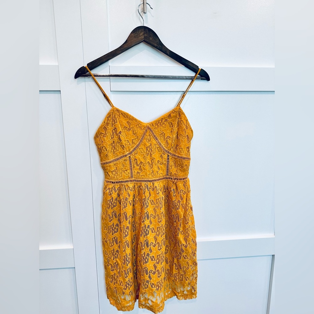 Golden Yellow Strappy A line Dress